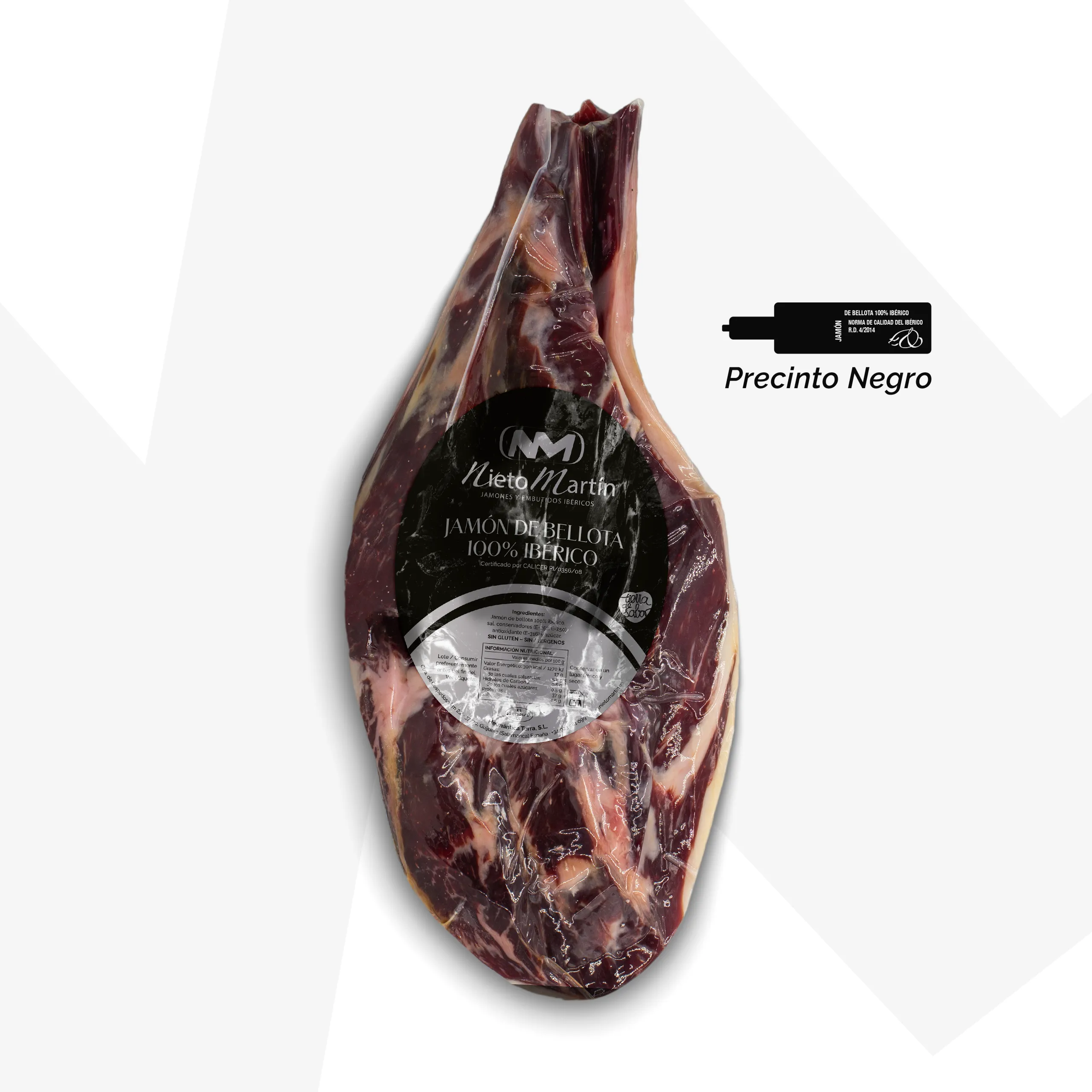 Jamón de Bellota 100% Ibérico Deshuesado Nieto Martín, curado artesanalmente en Guijuelo con sabor intenso y textura jugosa